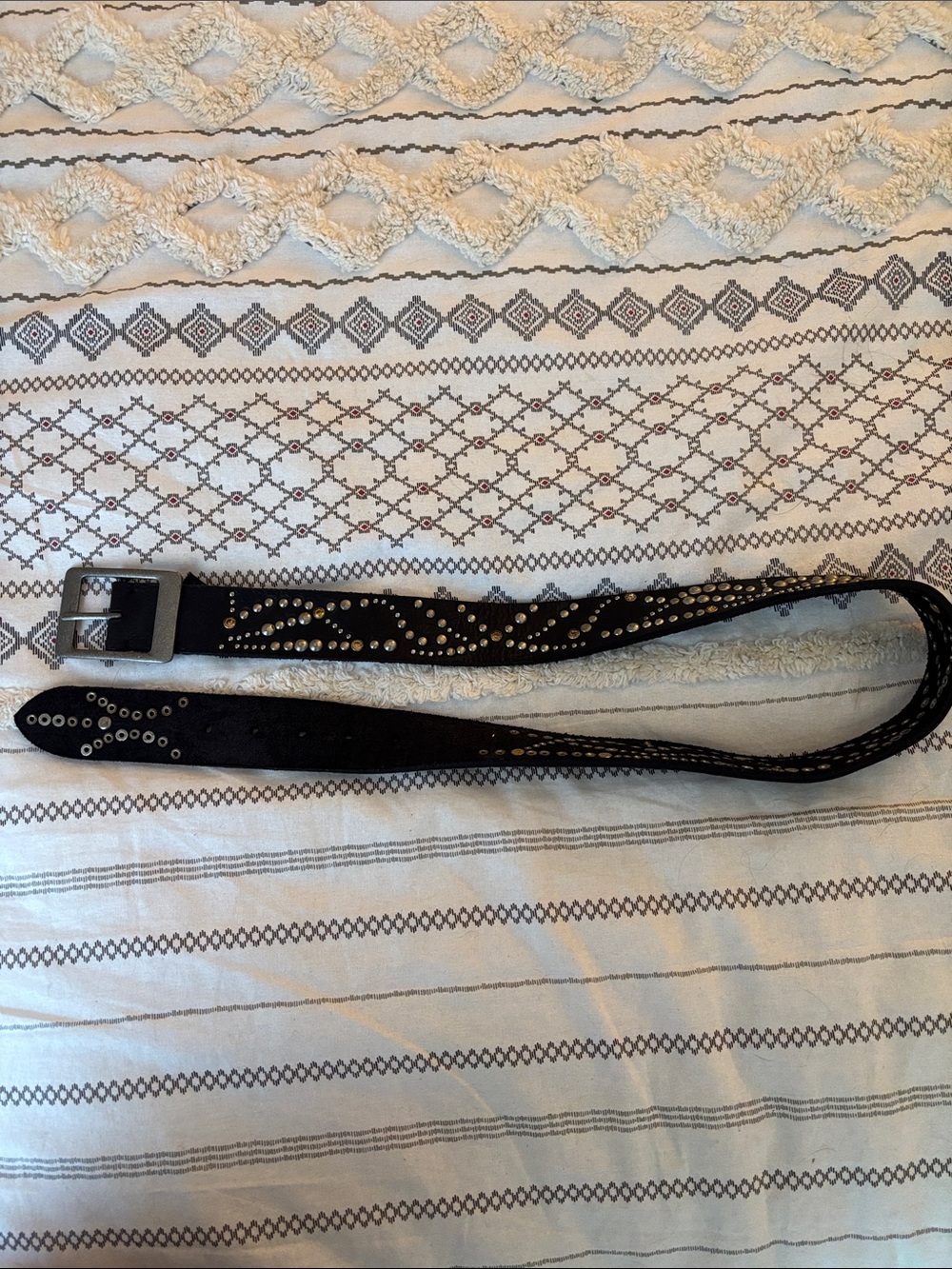 Free People Black Studded Suede Belt with Metal Accents
